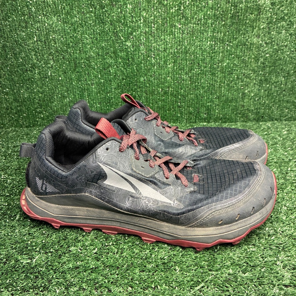 Altra Lone Peak 6 Trail Running MaxTrac Topographic Rugged Sneaker Black Mens 10